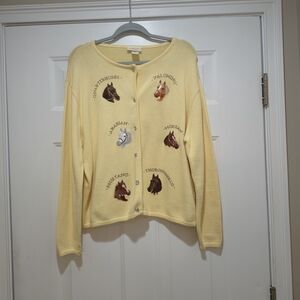 Vintage Tia Equestrian Cardigan List Of Breeds Size XL
